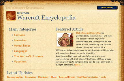 The World of Warcraft Encyclopedia screenshot