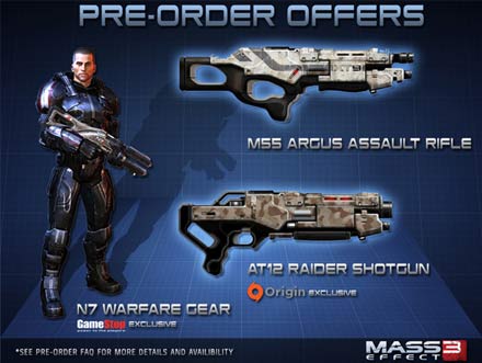 Mass Effect 3 Pre Order Bonuses